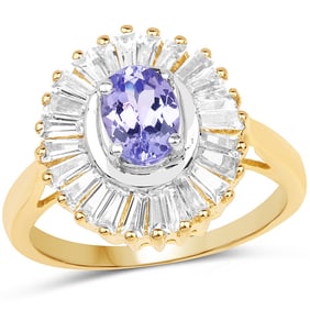 2.16 CT Genuine Tanzanite & White