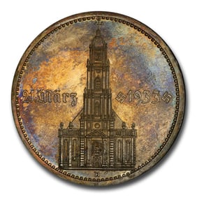 1934-A Germany Silver 5 Reichsmark PR-65