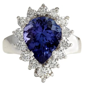 Tanzanite Diamond Ring 14K White Gold