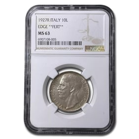 1927-R Italy Silver 10 Lire Emanuele
