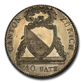 1813-B Switzerland Silver 40 Batzen MS-64+
