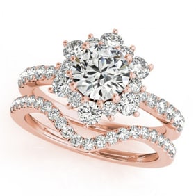 2.41 ctw Certified VS/SI Diamond 2pc Wedding Set Halo 14k Rose Gold