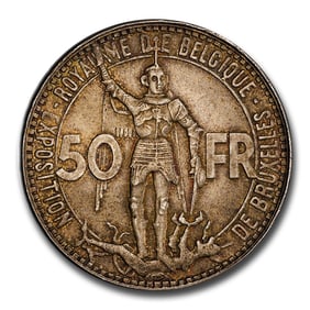 1935 Belgium Silver 50 Francs MS-66
