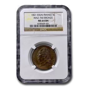 1821 France Essai 5 Francs Louis