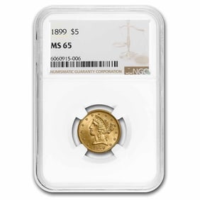 $5 Liberty Gold Half Eagle MS-65