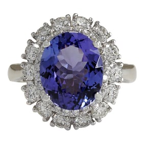 4.88 CTW Tanzanite 14K White Gold Diamond Ring