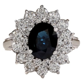 Natural Sapphire Diamond Ring In 14K