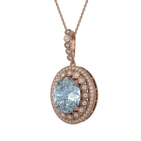 16.72 ctw Sky Topaz & Diamond Victorian Necklace 14K Rose Gold