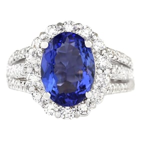 Tanzanite Diamond Ring 14K White Gold