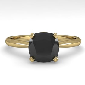 3.0 ctw Cushion Black Diamond Engagment Designer Ring 18k Yellow Gold