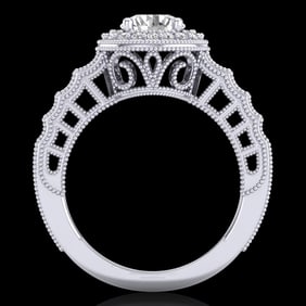 1.53 ctw VS/SI Diamond Art Deco Ring 18k White Gold