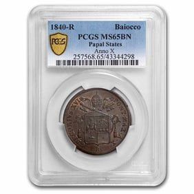 1840-R Papal States Copper Baiocco Pius
