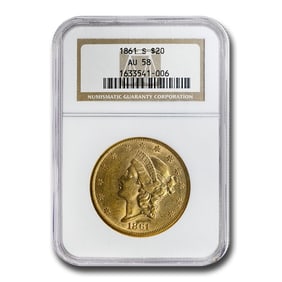 1861-S $20 Liberty Gold Double Eagle