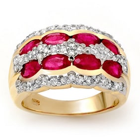 2.50 ctw Ruby & Diamond Ring 14k Yellow Gold