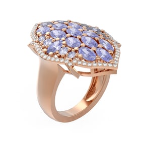 6.14 ctw Tanzanite & Diamond Ring 18K Rose Gold