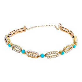 Victorian antique turquoise and seed pearls