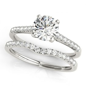 1.07 ctw Certified VS/SI Diamond 2pc Wedding Set 14k White Gold