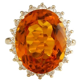 Citrine 14K Yellow Gold Diamond Ring