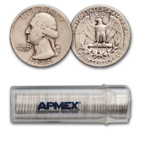 1944-S Washington Quarter 40-Coin Roll Avg