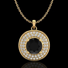 1.25 ctw Fancy Black Diamond Art Deco Stud Necklace 18k Yellow Gold