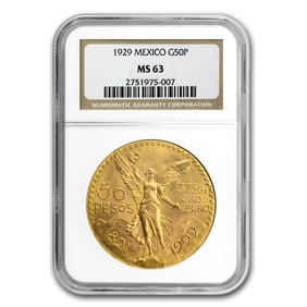 1929 Mexico Gold 50 Pesos MS-63