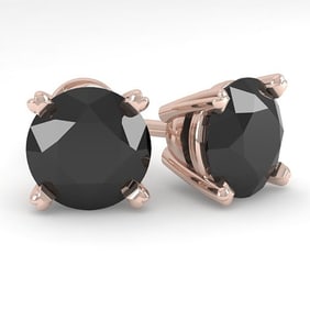 3.0 ctw Black Diamond Stud Designer Earrings 18k Rose Gold