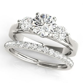1.67 ctw VS/SI Diamond 3 Stone 2pc Wedding Set 14k White Gold