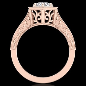 0.77 ctw VS/SI Diamond Art Deco Ring 18k Rose Gold