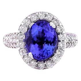 Tanzanite Diamond Ring 14K White Gold