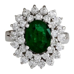 2.75 CTW Emerald 18K White Gold Diamond Ring