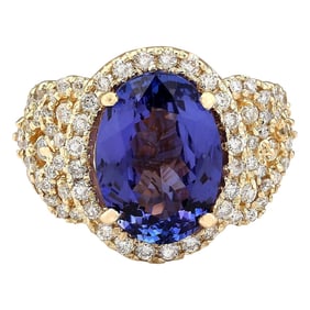 Dazzling Natural Tanzanite Diamond Ring In