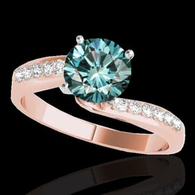 1.15 ctw SI Certified Fancy Blue Diamond Bypass Ring 10k Rose Gold