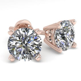 1.0 ctw VS/SI Diamond Stud Designer Earrings 18k Rose Gold