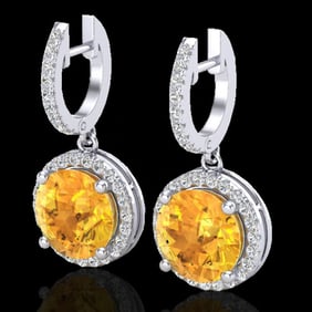 4 ctw Citrine & Micro Pave VS/SI Diamond Designer 18k White Gold