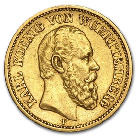 1872-1873 Germany Gold 20 Marks Wurttemberg