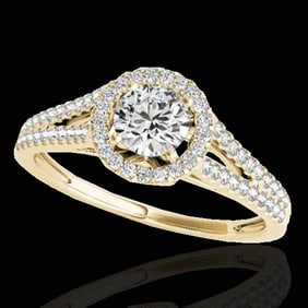 1.3 ctw Certified Diamond Solitaire Halo Ring 10k Yellow Gold
