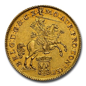 1750 Netherlands Gold 7 Gulden AU-58