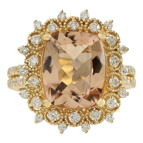 Morganite 14K Yellow Gold Diamond Ring