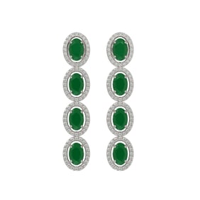 6.47 ctw Emerald & Diamond Micro Pave Halo Earrings 10k White Gold
