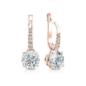 Natural 1.75 CTW Diamond Dangle Earrings 14K Rose Gold