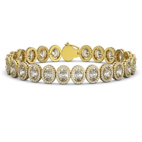 18.8 ctw Oval Cut Diamond Micro Pave Bracelet 18K Yellow Gold