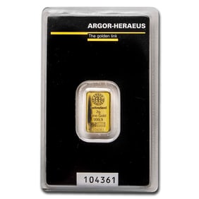 2 gram Gold Bar - Argor-Heraeus