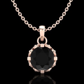 0.85 ctw Fancy Black Diamond Art Deco Stud Necklace 18k Rose Gold