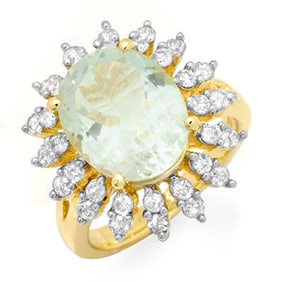 6.08 ctw Aquamarine & Diamond Ring 14k Yellow Gold