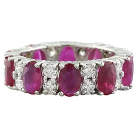 Ruby Diamond Ring 14K White Gold