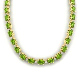 61.85 ctw Peridot & VS/SI Certified Diamond Necklace GOLD 10k Yellow Gold