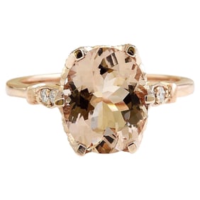 Morganite Diamond Ring 14K Rose Gold