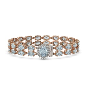 29.32 ctw Sky Topaz & Diamond Bracelet 14K Rose Gold