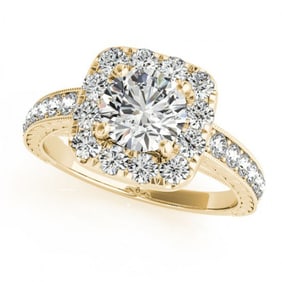 1.36 ctw Certified VS/SI Diamond Halo Ring 18k Yellow Gold