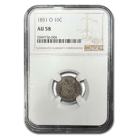 1851-O Liberty Seated Dime AU-58 NGC